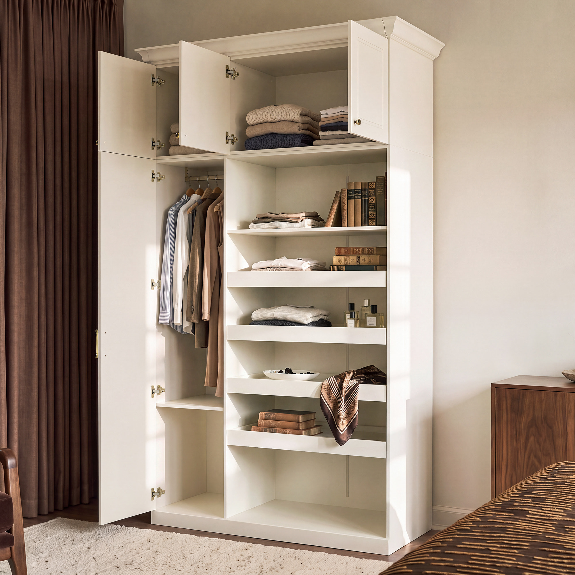Vestia 4-Door Wardrobe Closet with Drawers