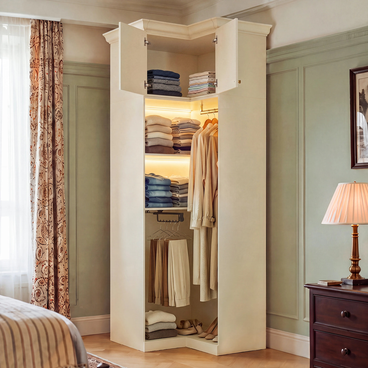 Vestia Corner Wardrobe Closet Cabinet