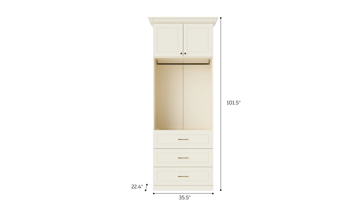 Vestia 2-Door Wardrobe Closet with 3 Drawers