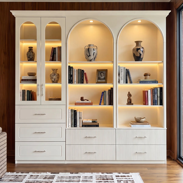 Arched Space-Saving Display & Storage Cabinet Set