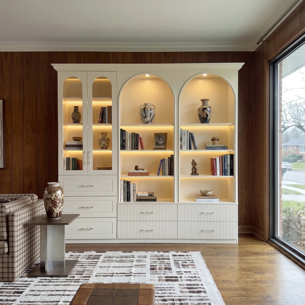 Arched Space-Saving Display & Storage Cabinet Set