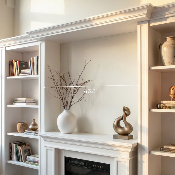 Traditional Entertainment Center with Built-In Electric Fireplace and Bookshelves