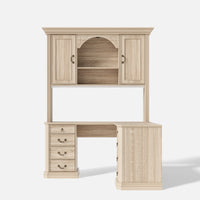 L-Shaped Executive Desk with Storage - Natural Oak