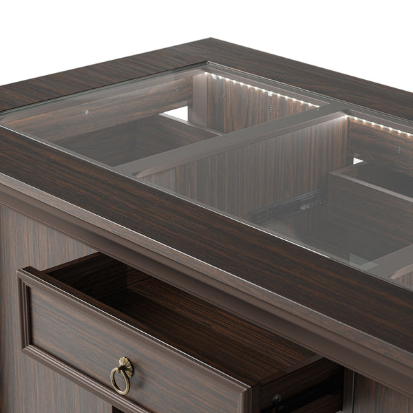 Jewelry Island with Drawers and Storage-Brown