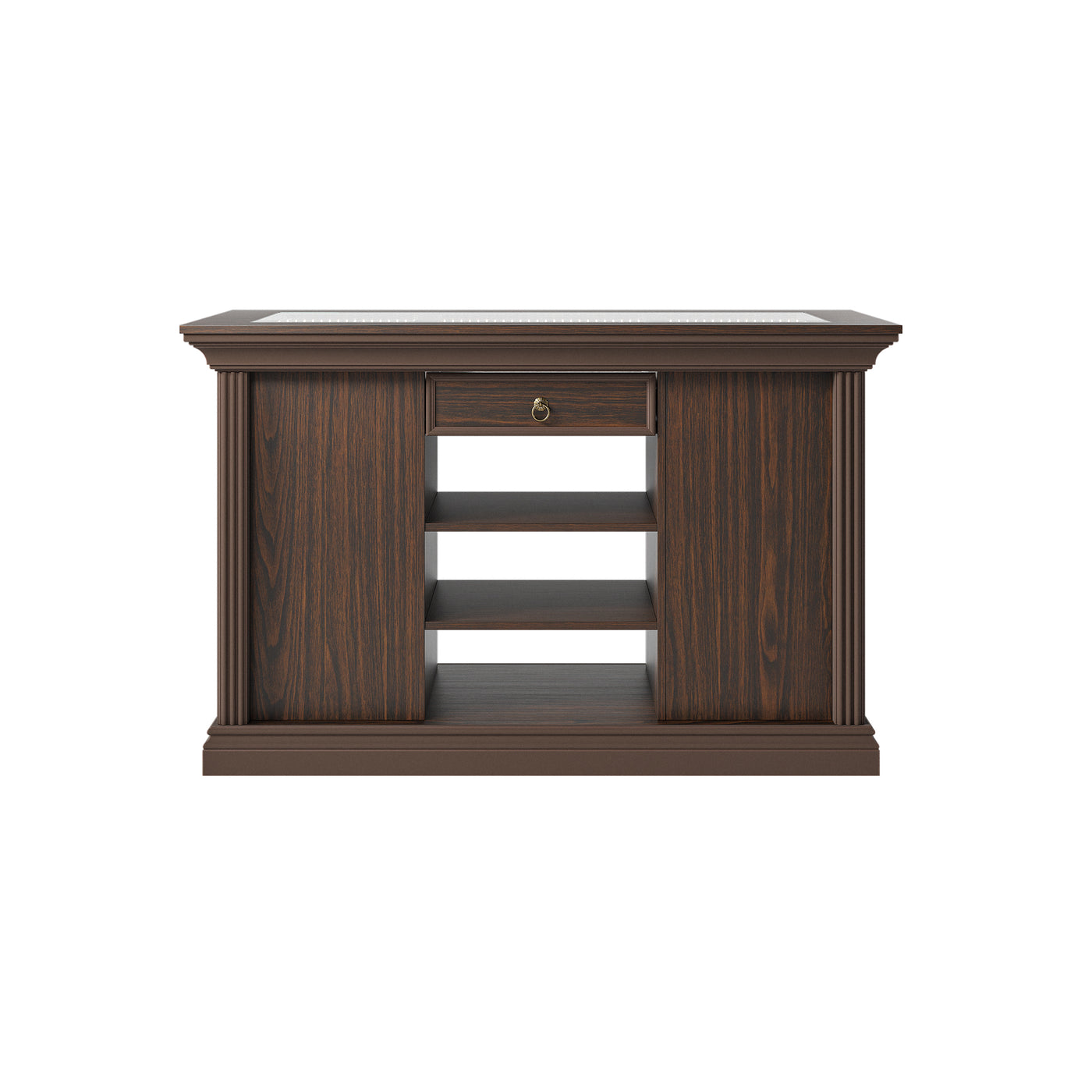 Kitchen Island with Drawers and Storage-Brown