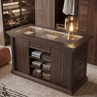 Kitchen Island with Drawers and Storage-Brown