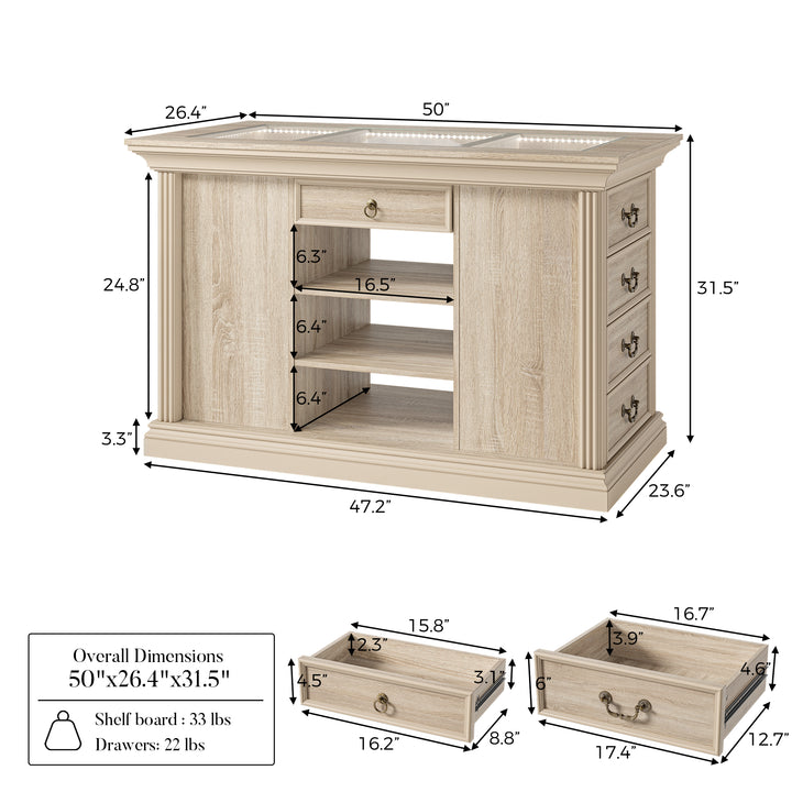 Kitchen Island with Drawers and Storage