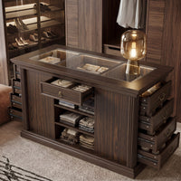 Kitchen Island with Drawers and Storage-Brown