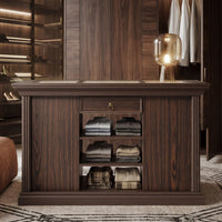 Kitchen Island with Drawers and Storage-Brown