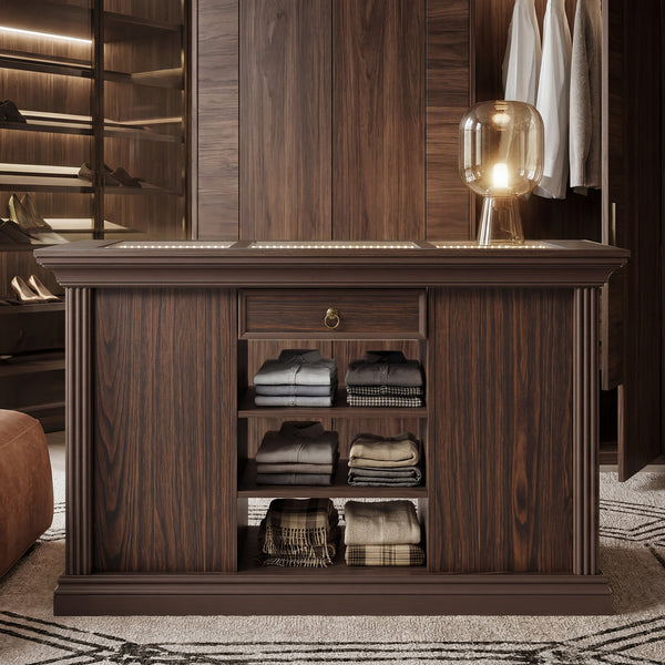 Jewelry Island with Drawers and Storage-Brown