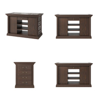 Kitchen Island with Drawers and Storage-Brown