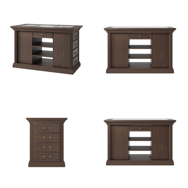 Jewelry Island with Drawers and Storage-Brown