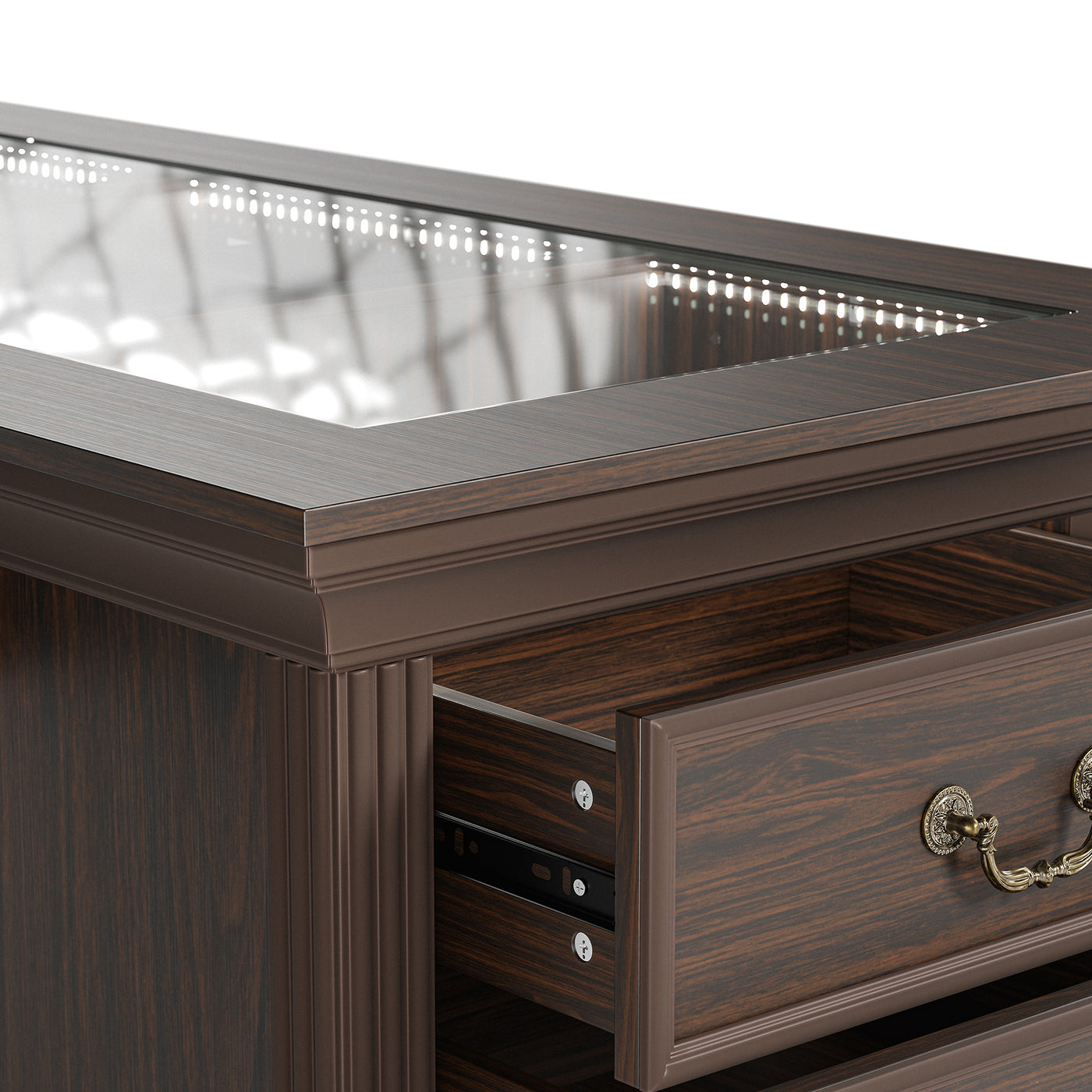 Kitchen Island with Drawers and Storage-Brown