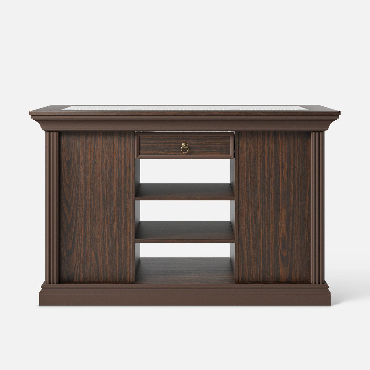 Jewelry Island with Drawers and Storage - Walnut Brown