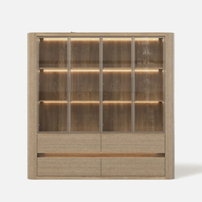Curved Glass Display Cabinet with LED Light