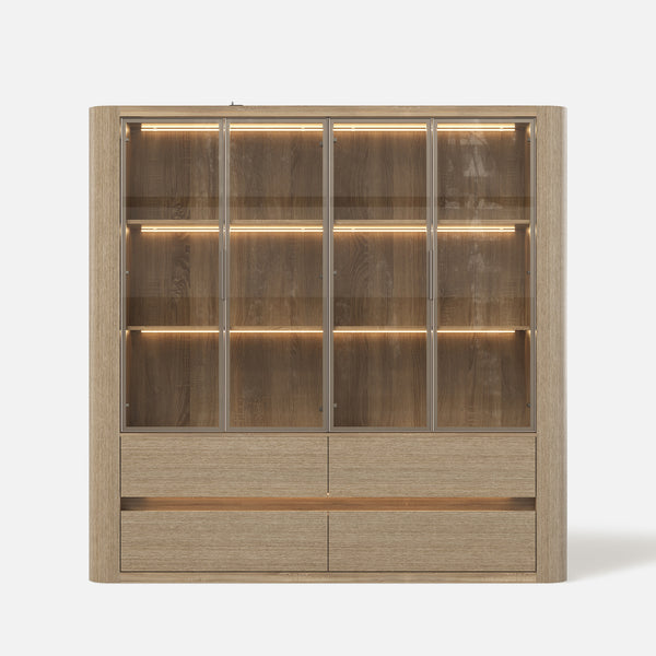 Curved Glass Display Cabinet with LED Light