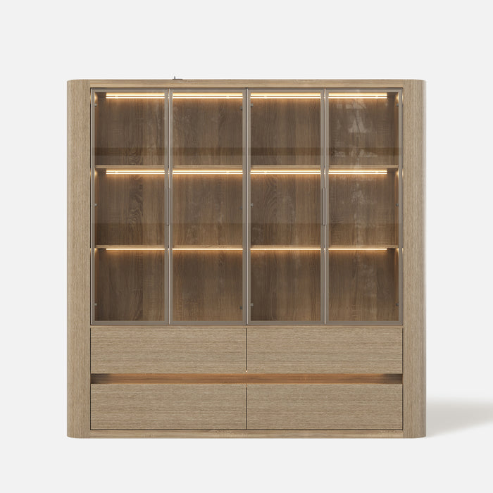 Curved Glass Display Cabinet with LED Light