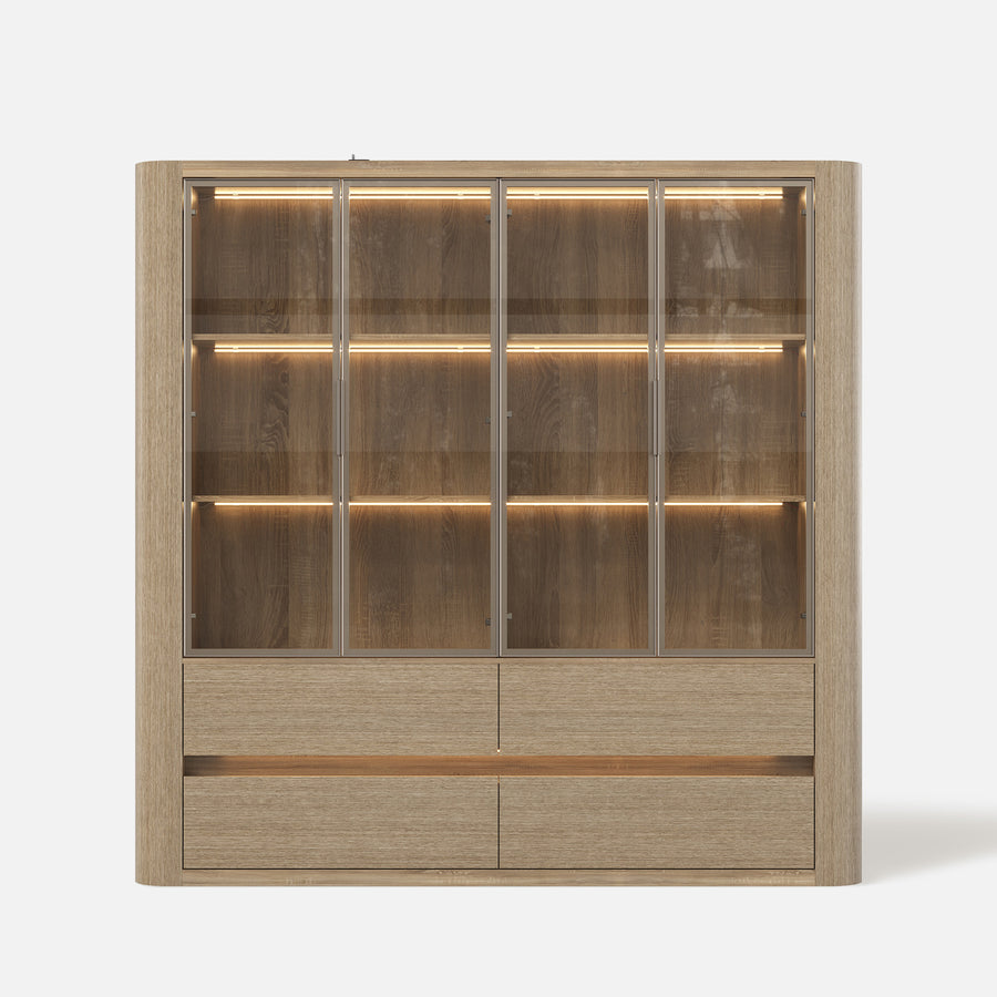 Curved Glass Display Cabinet with LED Light