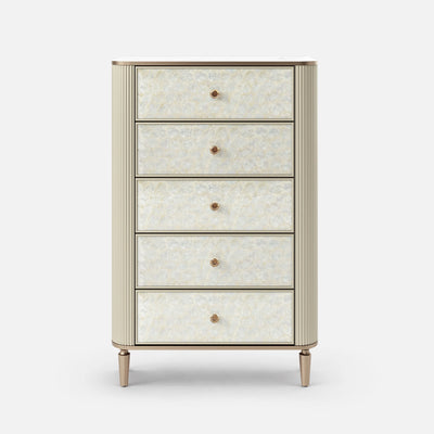 Nacre 5-Drawer Chest with Marble-Style Top
