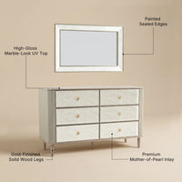 Nacre Mother-of-Pearl Inspired Dresser & Mirror Set