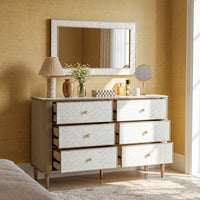 Nacre Mother-of-Pearl Inspired Dresser & Mirror Set