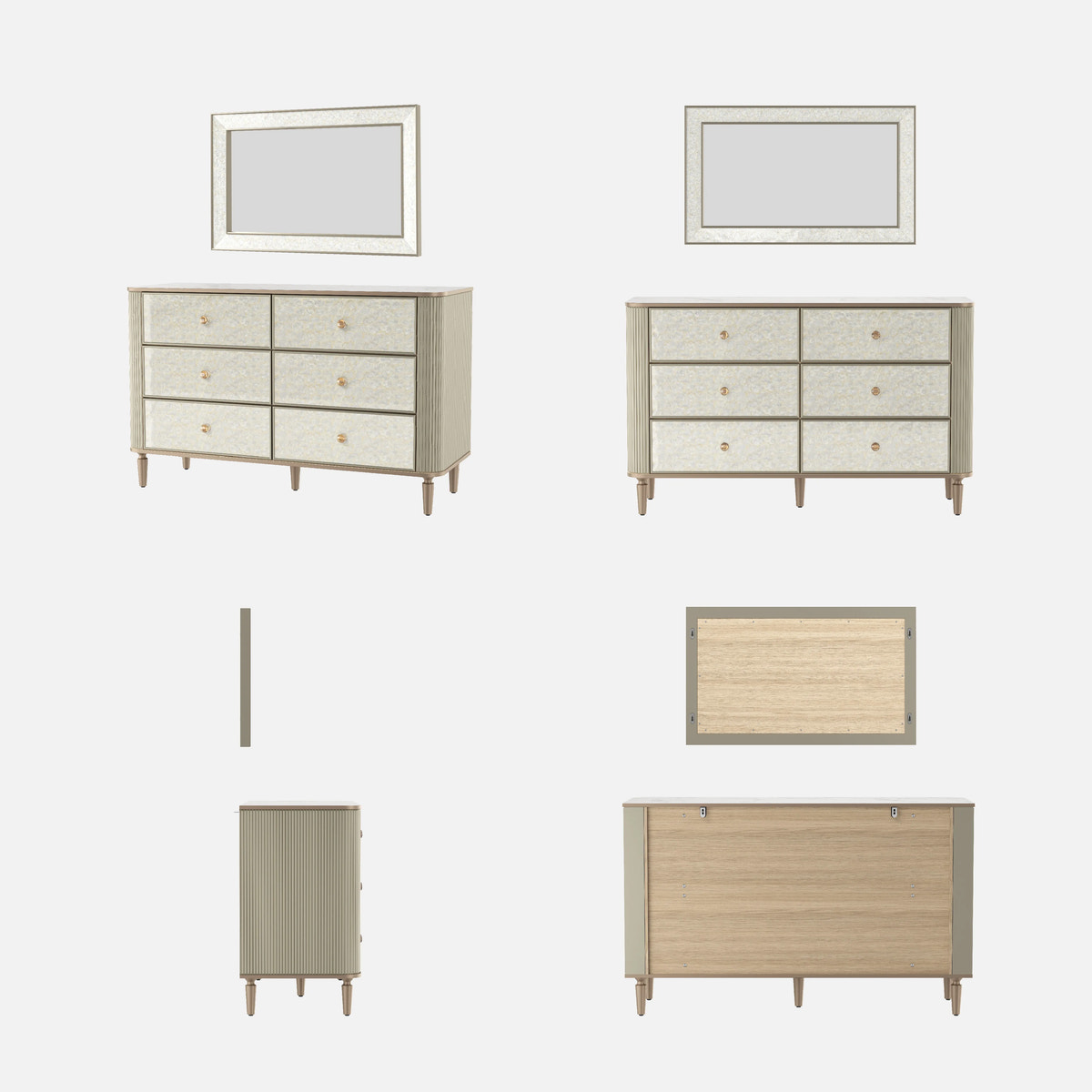Nacre Mother-of-Pearl Inspired Dresser & Mirror Set