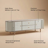Nacre TV Stand with Mother-of-Pearl Fronts and Marble-Style Top
