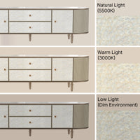 Nacre TV Stand with Mother-of-Pearl Fronts and Marble-Style Top