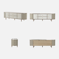 Nacre TV Stand with Mother-of-Pearl Fronts and Marble-Style Top