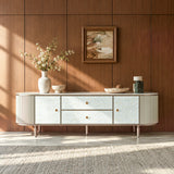 Nacre TV Stand with Mother-of-Pearl Fronts and Marble-Style Top