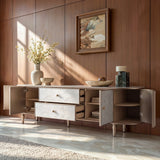 Nacre TV Stand with Mother-of-Pearl Fronts and Marble-Style Top