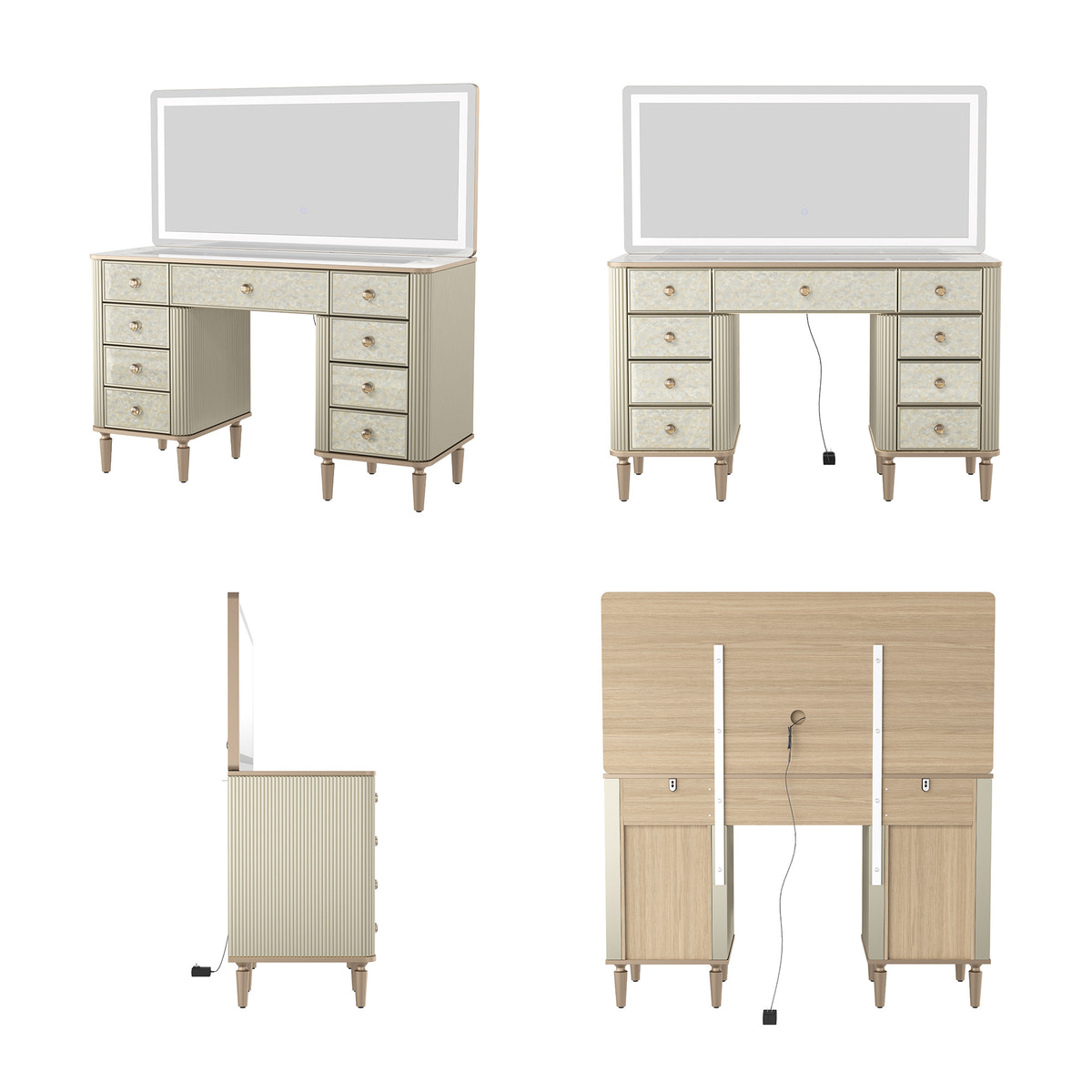 Nacre Makeup Vanity Desk with Mirror