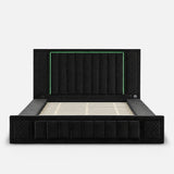 Queen Size LED Storage Bed with Upholstered Headboard