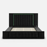 Queen Size LED Storage Bed with Upholstered Headboard