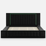 King Size LED Storage Bed with Upholstered Headboard