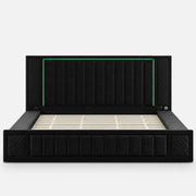 King Size LED Storage Bed with Upholstered Headboard