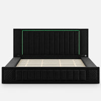 King Size LED Storage Bed with Upholstered Headboard