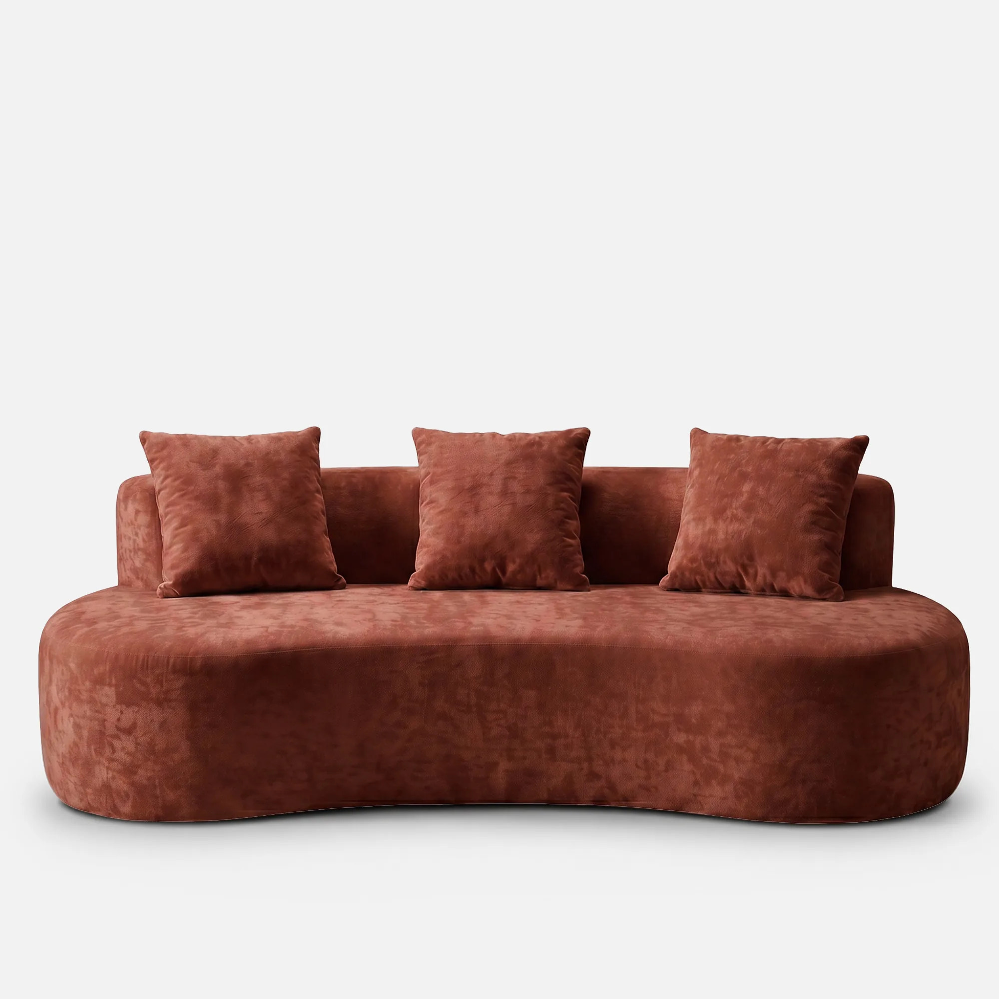 Freya Curved Sofa-Terracotta