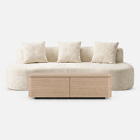 Freya Curved Sofa and Orbis Coffee Table Set – Ivory