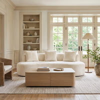 Freya Curved Sofa and Orbis Coffee Table Set – Ivory