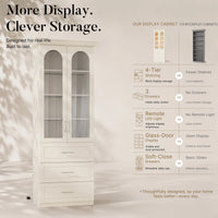 Arched Display Cabinet with Glass Doors and Integrated Lighting