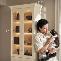 Arched Display Cabinet with Glass Doors and Integrated Lighting