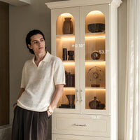 Arched Display Cabinet with Glass Doors and Integrated Lighting
