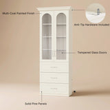 Arched Display Cabinet with Glass Doors and Integrated Lighting