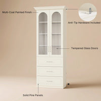 Arched Display Cabinet with Glass Doors and Integrated Lighting