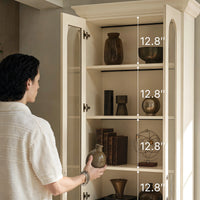 Arched Display Cabinet with Glass Doors and Integrated Lighting