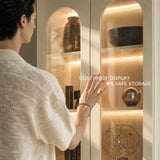 Arched Display Cabinet with Glass Doors and Integrated Lighting