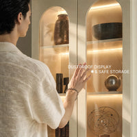 Arched Display Cabinet with Glass Doors and Integrated Lighting
