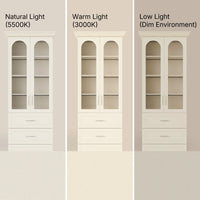 Arched Display Cabinet with Glass Doors and Integrated Lighting