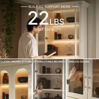 Arched Display Cabinet with Glass Doors and Integrated Lighting